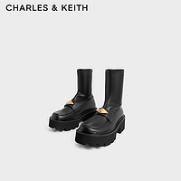 CHARLES&KEITH复古学院风弹力靴女靴CK1-90580157 Black黑色 39