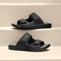 百丽舒适软底外穿拖鞋男鞋夏季休闲牛皮魔术贴透气凉鞋A1626BT4 黑色 44 (270mm)