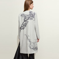 AMII2024冬新款典雅新中式国风刺绣圆领毛呢外套女羊毛呢大衣外套