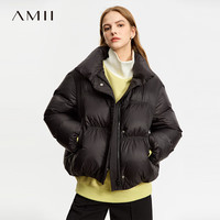 AMII2023冬新款设计感花苞型短款拉链按扣立领鸭绒羽绒服女  （建议拍小1码） 170/92A/