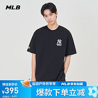 MLB 男女基础运动T恤大logo休闲时尚短袖3ATSB1843-50BKS-M 纽约洋基队/黑色