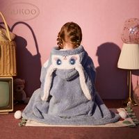 Gukoo/果壳冬季儿童睡袍超厚过膝长款带帽居家可爱外出睡衣家居服