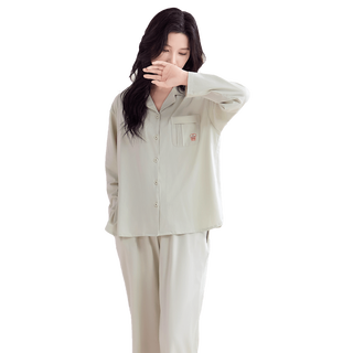 都市丽人 COSMO LADY【100%纯棉高级感】春秋季长袖翻领睡衣女士家居服可外穿套装