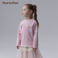 PawinPaw卡通小熊童装2025年春夏男女宝圆领宽松长袖T恤百搭 Pink粉红色/25 80 cm