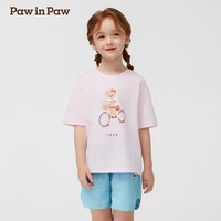 PawinPaw卡通小熊童装25年春季男女童圆领印花短袖宽松T恤 Pink粉红色/25 110