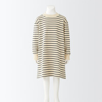 無印良品 MUJI 無印良品 大童 柔软毛圈 束腰长上衣 儿童童装 CBK32A2S 深藏青色条纹 130