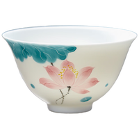 MULTIPOTENT功夫茶杯手绘白瓷主人杯个人杯品茗杯沁杯-语荷精美盒套装