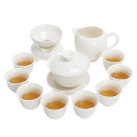 金镶玉 功夫茶具套装 白瓷陶瓷茶壶茶杯公道杯羊脂玉瓷套组 白瓷映雪茶具