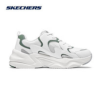 斯凯奇（Skechers）踏浪丨男女同款老爹鞋2024年秋季透气小白鞋透气休闲学院风运动鞋 白色/绿色/WGR（男款） 45