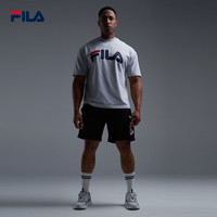 斐乐FILA 男款沙滩裤亮色logo五分裤休闲短款欧版 黑色 XL