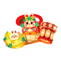 时光学新年创意灯笼组合套装diy手工制作材料灯笼儿童幼儿园兔子灯
