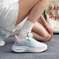 回力女鞋2025夏季轻薄网面透气缓震运动跑步鞋女士旋转扣运动鞋子 白粉红. 38