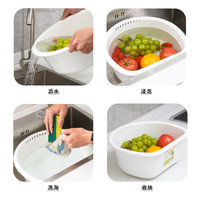 LUSTRO WARE脸盆洗菜盆洗银离子水果盆塑料沥水篮多功能洗菜篮子 沥水盆(日本制)K-1649