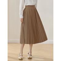 坠感百褶半身长裙女春秋款法式通勤高腰显瘦a字伞裙子