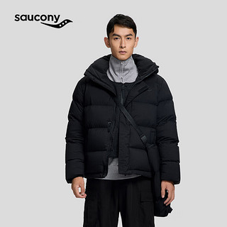 索康尼 saucony 男子长款保暖羽绒服可拆卸正黑色XL