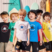 Converse 匡威儿童装女童纯棉t恤短袖夏季经典圆标男中大童半袖休闲打底衫 纯白色(宽松版)-中性 140 /68 【身高128-140cm】 140cm/(S)