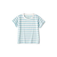 無印良品 MUJI（無印良品 ）婴童 圆领 条纹短袖T恤 童装 宝宝t恤 儿童童装 CCE03A3S 浅绿色条纹 90