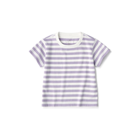 無印良品 MUJI(無印良品 )婴童 圆领 条纹短袖T恤 童装 宝宝t恤 儿童童装 CCE03A3S 薰衣草色条纹 80