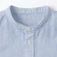 無印良品 MUJI(無印良品 )大童 双层纱织 立领 长袖衬衫 儿童衬衣男童女童 CB1NPA5S 浅蓝色条纹 120 /60A