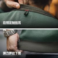 马登 工装 美式休闲华夫格口袋T恤男春季撞色圆领套头针织卫衣长袖上衣 苔藓绿 L