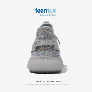 天美意（TEENMIX）童鞋女童运动鞋儿童飞织鞋椰子鞋男童透气网面跑步鞋子 210灰色 31