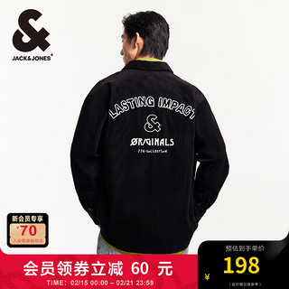 杰克琼斯 杰克·琼斯（JACK&JONES）春秋时尚休闲宽松字母刺绣双侧贴袋翻领纽扣衬衫男装2243O3001 黑色E40 黑色E40 M