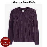 Abercrombie & Fitch 男装24秋冬小麋鹿美利奴羊毛混纺绞花针织衫毛衣KI120-4197 深紫色 S (175/92A)