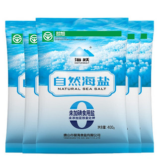 海跃 HAIYUESEALT 自然海盐400g 0添加日晒海盐无抗结剂食用盐 7袋