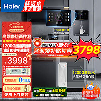 移动端、京东百亿补贴：海尔 Haier 净水器家用1200G鲜活水PRO净水机大通量双出水厨下式直饮加热一体机5年RO反渗透1200G+UV管线