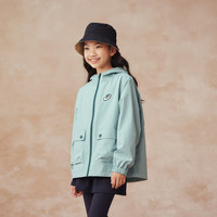 asics亚瑟士童装特氟龙三防面料儿童宽松梭织便服25年春季 浅绿白405  120