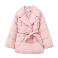 丽丽 LILY【鹅绒羽绒服女】冬季都市气质保暖短外套女时尚腰带西装式羽绒服