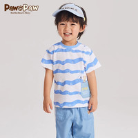 PawinPaw卡通小熊童装24年夏男宝宝波浪印花短袖T恤 Blue蓝色/50（批次不同） 110 cm