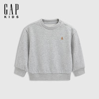 Gap【大小童同款】男女童2025春季小熊刺绣卫衣儿童装 灰色761411 160 cm(14-15岁)亚洲尺码