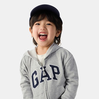 Gap男幼童2025春季经典大logo拉链连帽卫衣儿童装美版744384 灰色 90 /52 (1-2岁)