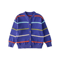 棉花堂（cottontown）棉花堂宝宝外套春秋儿童开衫针织衫男童春装女童纯棉条纹上衣 紫色 140