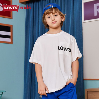 Levi's 李维斯童装男童冰感短袖T恤夏季儿童白色品牌故事文化T恤 奶白 160 /76 【身高152-158cm】 160/76(L)