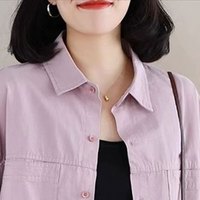 子牧棉麻2025春装 女衬衫翻领休闲百搭宽松显瘦韩版衬衣外套上衣9352 (建议115-125斤)