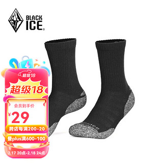 BLACKICE 户外登山骑行中帮徒步袜跑步吸汗运动袜子 黑色 L