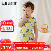 Milkbarn婴儿连体衣服男女宝宝夏季短袖哈衣新生儿爬爬服 柠檬 80cm (12-18m)