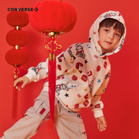 Converse 匡威童装男童连帽卫衣春秋儿童款休闲上衣 羽白色 160 /80 【身高158-170cm】 160/80