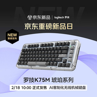 罗技 logitech ALTO KEYS K75M 琥珀系列 AI客制化无线机械键盘 热插拔大理石轴 黑色