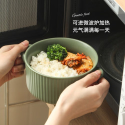 樱之歌 日式釉下彩拉面碗斗笠碗家用餐具泡面碗 墨绿6英寸双耳面碗1只