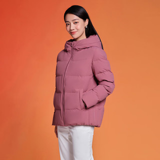 坦博尔羽绒服女蓄热保暖宽松连帽短款外套女时尚韩版厚款TD236356 粉黛红 L (170) 170/92A