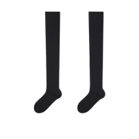 棉竹屋过膝袜子女长筒袜棉质瘦腿护膝秋冬季黑色高筒大腿袜秋 组合A