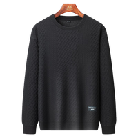 罗蒙圆领男士卫衣2025春季中青年休闲时尚百搭纯色上衣外套 黑色 M 170 (120-135斤)