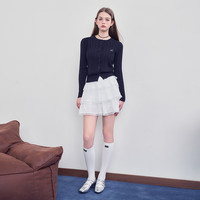 西遇短款针织衫外套女2024年秋季学院风长袖修身圆领毛衣开衫 宝蓝色 M