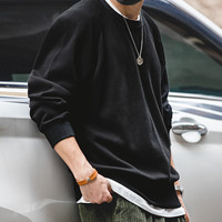 马登（Maden）美式重磅复古圆领卫衣男阿美咔叽基础百搭纯色打底衫休闲无帽外套