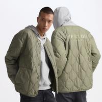 Gap 男装2024秋季款印花logo波浪绗线外套轻薄简约风棉服619672