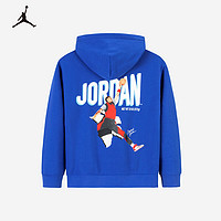 NIKE JORDAN 耐克AJ童装男童套头连帽卫衣2024冬季加绒保暖儿童上衣 土耳其蓝【加绒保暖】 120 /60 【身高110-116cm】