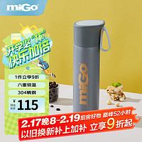 miGo 红点·保温杯304不锈钢便携可爱杯子时尚真空水杯500mL月岩灰